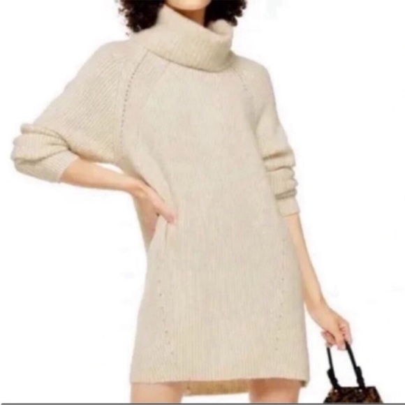 Topshop sweater dress turtleneck medium in oat - Picture 8 of 11